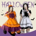 メイド服 ハロウィン メイド服 オレンジ ハロウィン コスプレ レディース スプレ ハロウィン 仮装 レディース エプロン カチューシャ 衣装 可愛い 大人用 ワンピース